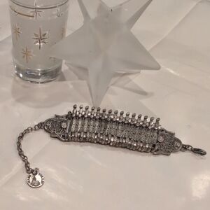 Bijoux Max 1986 Brutalist Silver Bracelet with Intricate Design